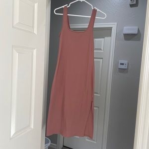 Dusty rose midi scoop neck dress